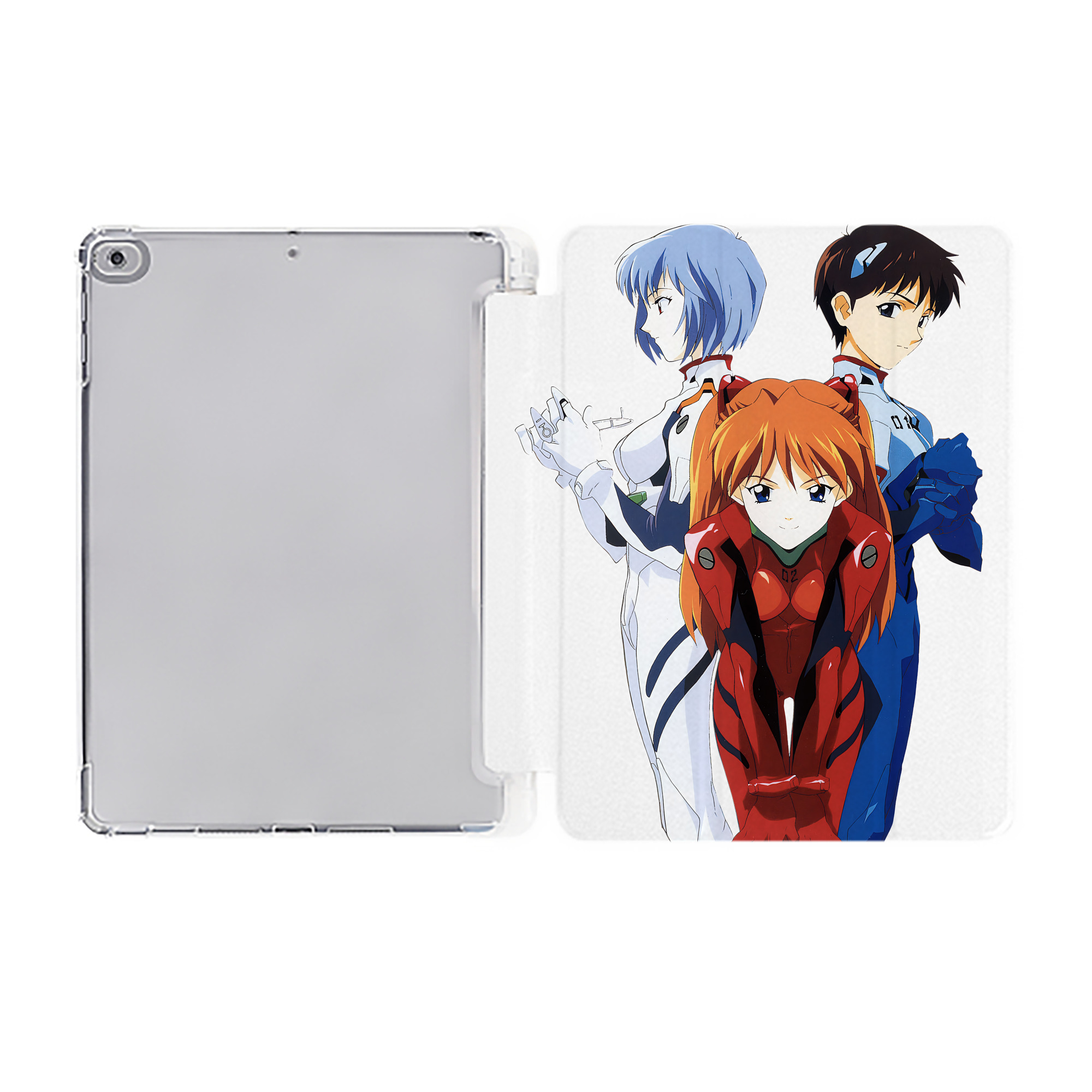 （画像用） EVA 新世紀エヴァンゲリオン IPad ケース ペン収納付き 三つ折りスタンド PUレザー×シリコン 対応機種9.5/10.5/10.9インチ